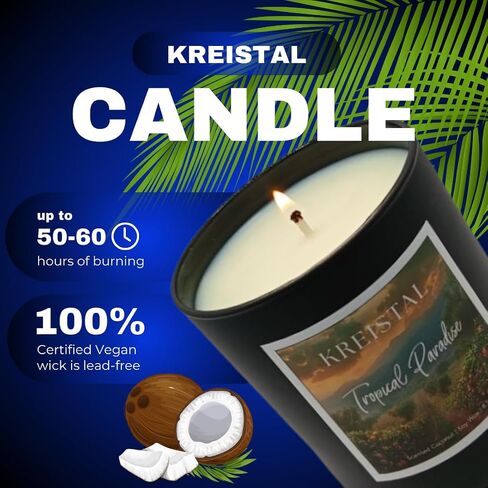 شموع معطرة فاخرة، شموع عطرية مع عطور زيتية أساسية، هدية مثالية لديكور المنزل، والاسترخاء، وتخفيف التوتر | صديقة للبيئة وطويلة الأمد (الجنة الاستوائية) in Saudi Arabia