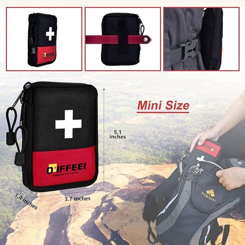 O'IFFEEI Small Mini First Aid Kit Bag Empty, Handy Portable for Camping Hiking Backpacking Car Home Office. Mini Medical Bag for Emergency and Survival. in Kuwait