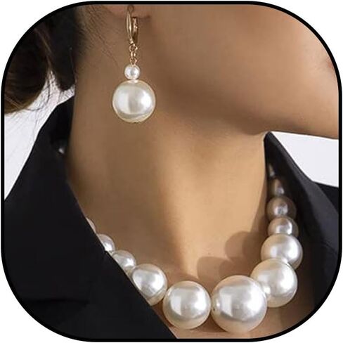 Pearl Jewelry Set Chunky Pearl Necklaces for Women Dainty Gold Jewelry Set Pearl Necklace and Earring Set Pearl Necklace Set Wedding Jewelry Set for Bride in Saudi Arabia