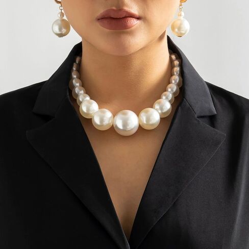 Pearl Jewelry Set Chunky Pearl Necklaces for Women Dainty Gold Jewelry Set Pearl Necklace and Earring Set Pearl Necklace Set Wedding Jewelry Set for Bride in Saudi Arabia