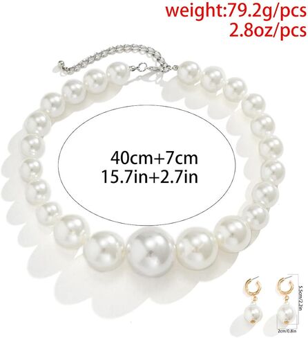 Pearl Jewelry Set Chunky Pearl Necklaces for Women Dainty Gold Jewelry Set Pearl Necklace and Earring Set Pearl Necklace Set Wedding Jewelry Set for Bride in Saudi Arabia