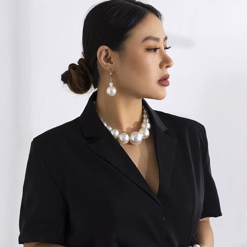 Pearl Jewelry Set Chunky Pearl Necklaces for Women Dainty Gold Jewelry Set Pearl Necklace and Earring Set Pearl Necklace Set Wedding Jewelry Set for Bride in Saudi Arabia