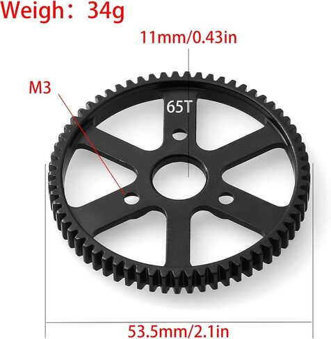 32P Spur Gear, 57T 0.8 Metric Pitch, Compatible with 32P, Hardened Steel 57 Tooth 0.8M Spur Main Gear for 1/10 TRAXXAS Ford Rustler Slash Stampede 4X4 Summit T-Maxx E-REVO Jato Arrma in Saudi Arabia