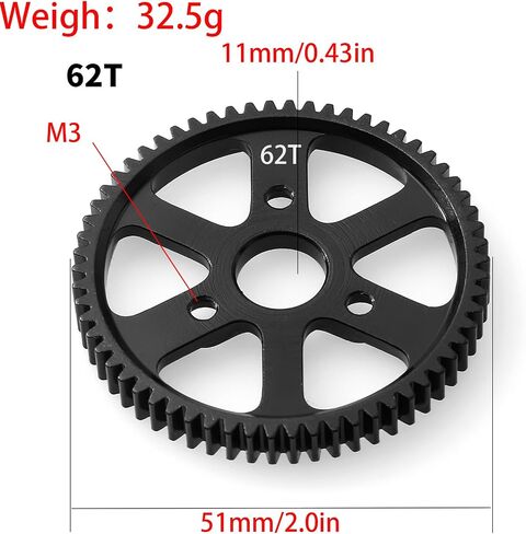 32P Spur Gear, 57T 0.8 Metric Pitch, Compatible with 32P, Hardened Steel 57 Tooth 0.8M Spur Main Gear for 1/10 TRAXXAS Ford Rustler Slash Stampede 4X4 Summit T-Maxx E-REVO Jato Arrma in Saudi Arabia