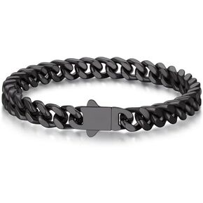 Bandmax Mens Stainless Steel Chain Necklaces 5/7/9/12 MM Chunky Miami Cuban Link Chain Necklace Bracelet Silver/Gold/Black Chains for Men 18"-30"