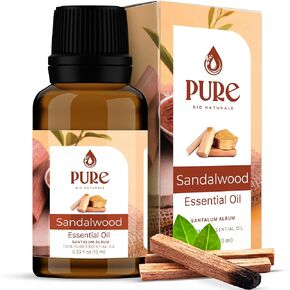 Pure Sandalwood Essential Oil, (Santalum Album), 100% Pure Therapeutic Grade for Diffuser, Warm, Woody, Sweet Aroma, Grounding, Calming, Non-GMO, 10ml Fl .33oz