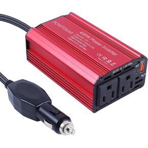 400W Car Power Inverter, DC 12V to 110V AC Converter with 2 Charger Outlets and PD 65W USB Port and QC3.0 Type-c Port Cigarette Lighter Socket Adapter