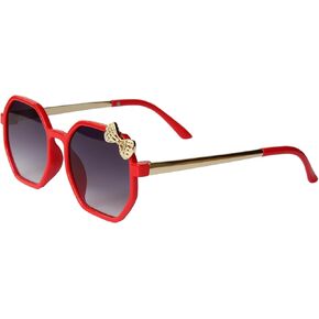Bow Sunglass girls,Stylish Shades Bow Ribbon Sunglasses for Girls kids, Secure Fit, Polarized UV Protection Red Grey