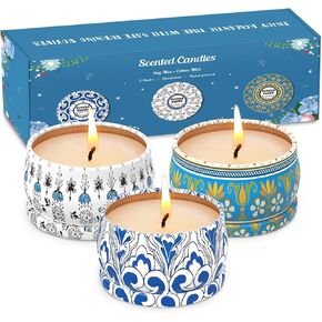 3 Packs Scented Candles Set, Soy Wax Stress Relief Aromatherapy Candles, Relaxation Gift Baskets for Women, Great Gift Ideal for Thanksgiving Christmas House Warming and Birthday