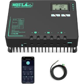 HQST MPPT Solar Charge Controller 40 Amp Negative Grounded Controller with Bluetooth LCD Display, 12V/24V DC Input Solar Panel Regulator for Gel Sealed Flooded and Lithium Battery in Kuwait