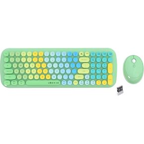 Wireless Keyboards and Mouse Combos, UBOTIE Colorful Gradient Rainbow Colored Retro Typewriter Flexible Keyboard, 2.4GHz Connection and Optical Mouse(Green Gradient) in Kuwait