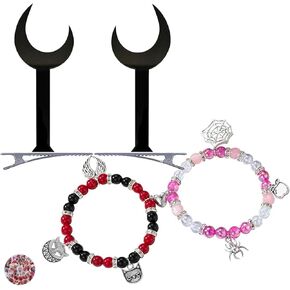 Hazbin Bracelets Radio Demon Wig Clip Angel Dust Alastor Cosplay Jewellery Costume Accessories with Cartoon Stickers 13 Pcs