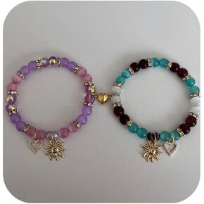 Fast and Furious Bracelets For Couples,Valentines Day Gifts For Her/Him,Matching Heart Charm Bracelets Gifts For Best Friend,Friendship Jewelry To Sister Bestie，Long Distance Gift For Bf Gf