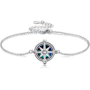 Mustard Seed Cross/Paw Print/Butterfly/Sunflower/Compass/Moss Agate Bracelet for Women 925 Sterling Silver Graduation Link Bracelet Jewelry for Women in Kuwait