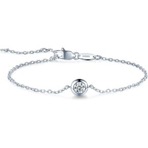 Moissanite Bracelet for Women, 0.3ct 4mm D Color Lab Created Dainty Tiny Diamond Bracelet, 18K Gold Plated Sterling Silver Bracelets for Women, Jewellery Gift for Women Her