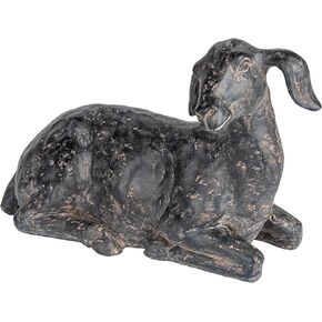 Creative Co-Op Resin Lying in Rest Goat Accent Décor with Cast Iron Finish, Black