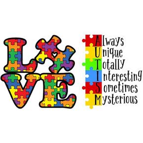 2 Pack Autism Awareness Love Puzzle Piece and Always Unique Totally Interesting Mysterious for Car Truck Van SUV Window Wall Cup Tumblers Laptop Premium Quality Vinyl Sticker Size 5 inches