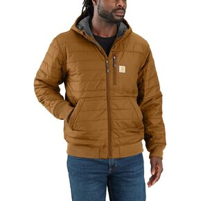 سترة Carhartt للرجال من Rain Defender ذات مقاس مريح وخفيفة الوزن معزولة بغطاء للرأس