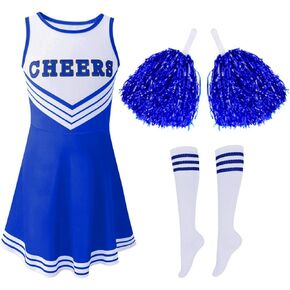 Hotfiary Cheerleader Costume for Girls Toddler Halloween Cheerleading Outfit for Dress Up Party Birthday Gift 3-12 Year