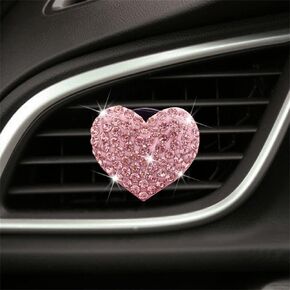Rink Bling Heart Car Air Vent Clips Crystal Rhinestone Aromatherapy Essential Oil Diffuser Heart Car Air Fresheners Perfume Clip Car Interior Decor Interior Accessories