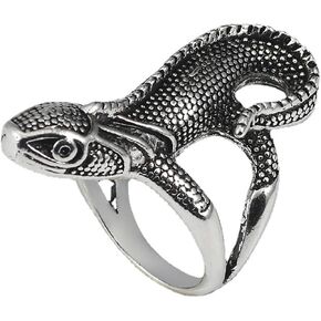 Lizard Ring for Men Women, Punk Lizard Finger Rings Retro Open Gothic Hip Hop Lizard Band Statement Rings Adjustable Size, Vintage Lizard Animal Ring Extendable Knuckle Jewelry Gifts for Women Men