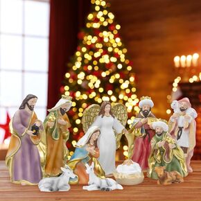 11 قطعة Nacimiento De Jesus Para Navidad Pequeños Para El Hogar 6 بوصة، مجموعة ميلاد صغيرة من الراتنج داخلي | ديكور الطاولة شخصيات صغيرة للمديرين | مشهد ميلاد يسوع زينة عيد الميلاد