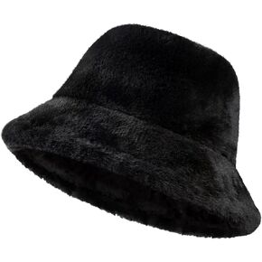 Premillow Winter Fuzzy Bucket Hats for Women, Faux Fur Bucket Hat, Warm Fluffy Hat Fisherman Cap, Bucket Winter Hat for Women