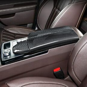 for Mercedes-Benz GLE GLS ML GL Class W166 X166 2012-2019 Carbon Fiber Car Center Console Armrest Box Panel Protection Cover Trim 350 400 500e 550 63 AMG S Accessory (Center Console with Mouse)
