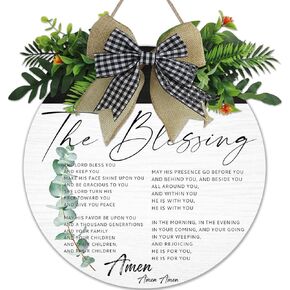 Psalms 91 Christian Bible Verse Round Wood Hanging Sign Inspirational Plaque Wreaths Wall Art Signs Decor for Home Farmhouse Front Door Christian Decorations Gifts 12 x 12 Inch