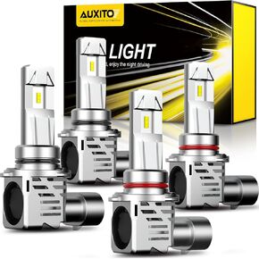 مصابيح AUXITO 9005&9006، 60,000LM 800% فائقة السطوع، HB3 HB4 لمبة ضباب 1:1 حجم هالوجين صغير، 6500K أبيض Canbus جاهز، Plug-N-Play، حزمة من 4