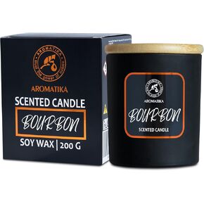 Scented Candle Bourbon 200g - Soy Wax Candle - Home Scented Candle - Aromatherapy Candle - Rich and Intense Scent - Air Freshener - Glass Candle Gift - Gift for Men