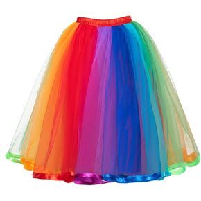 Womens Rainbow Tutu Skirt Colorful Layered Tulle Dress Girls Skirts for Adults Halloween Cosplay Tutu