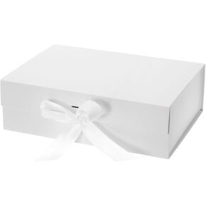 PATIKIL 10x8x3 Inch Magnetic Gift Box, Collapsible Paper Party Favor Boxes with Lid and Ribbon for Wedding Valentine's Day Birthday, Black