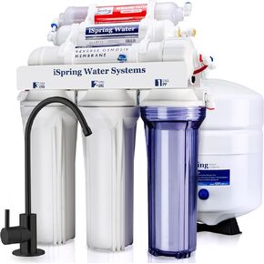 iSpring RCC7, NSF Certified, High Capacity Under Sink 5-Stage Reverse Osmosis Drinking Filtration System, 75 GPD, Brushed Nickel Faucet