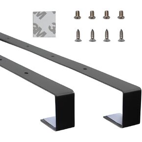 Set of 2 XL Mirror Brackets Over-The-Door Mirror Hanger + Sticker:HANG MIRROR LOW Door Mirror Hanger Set with Anti-Scratch Lining | 20'' Over The Door Mirror Hooks for Adjustable Height (Extra LONG)