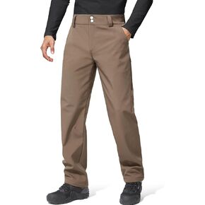 FREE SOLDIER Men's Warm Windproof Winter Fleece Lined Pants Hiking Expandable-Waist Softshell Snow Ski Pants