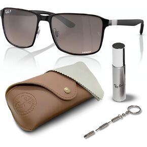 Ray-Ban RB3721CH Chromance Square Shape Polarized Sunglasses for Men and Women With Eyewear Kit Bundle - Classic Sun Glasses