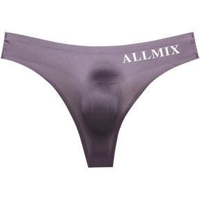 Evankin Men's Brief Underwear Ice Silk See Through Sexy Underpants Sports Letter Thong Underwear Seamless Thong Bikini