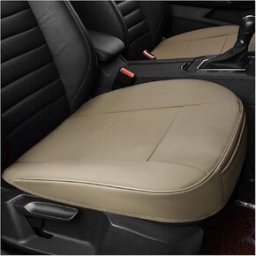 Car Seat Bottom Cover Pad, PU Leather Car Front Seat Protection Cover with Pocket, Auto Front Seat Button Cushion Pad for Most Vehicles, Universal Car Accessories (Beige) in Kuwait