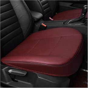Car Seat Bottom Cover Pad, PU Leather Car Front Seat Protection Cover with Pocket, Auto Front Seat Button Cushion Pad for Most Vehicles, Universal Car Accessories (Beige)