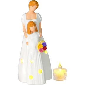 Wowagoga Gifts for Mom from Daughter Candle Holder Statue with Flameless Candle Expresses Loving Relationships Between Mother and Daughter, Sisters or Friendships