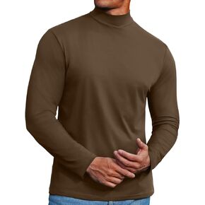 سترات رجالي ذات ياقة مدورة وقمصان بأكمام طويلة وقصة ضيقة ورقبة سلحفاة ملابس داخلية حرارية وبلوزات متماسكة in Kuwait