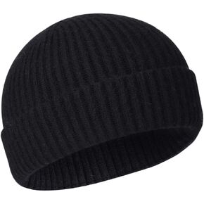 50% Wool Warm Cuffed Swag Knit Short Fisherman Beanie for Men Women Winter Hats Trawler Skull Cap