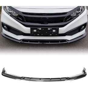 Front Lip Spoiler Compatible with 2016-2021 Honda Civic Sedan 10th Gen Front Bumper Spoiler, Gloss Black Painted
