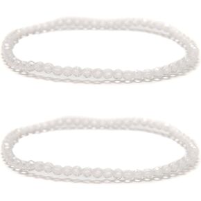 2 Pcs/Set 2mm 3mm 4mm Trendy Natural Real Clear Quartz Healing Crystal Bracelet, Faceted Round Stretch Beaded Bracelets for Women Men