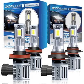 ROYLUX 9005/HB3 H11/H9/8 LED Bulb, 32000LM 400% Brightness Super Bright Fog Light ATV UTV Bulb 6000K Cool White, 99% Canbus Error Free, Plug-and-Play, Pack of 4