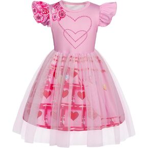 WonderBabe Girls Red Costume from Descendants 4 Kids Bridget Pink Dress Princess Christmas Gift Birthday Party Dress Up