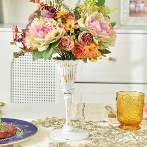 Sungmor Cast Iron Tabletop Flower Vase, Vintage Pretty Tulip Design, 8.6" Tall Decorative Centerpieces Flower Stand, Artificial Flower Arrangements Home Decor for Ceremony Birthday Holiday Event Party