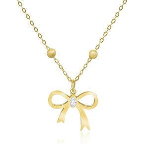 Bow Necklace for Women, 14K Dainty Gold Necklace Cute Small Tiny Bowknot Choker Chain Necklace Dainty Bow Necklace Bow Jewelry