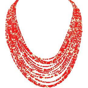 HSQYJ Exaggerate Multilayer Seed Beads Chunky Choker Statement Necklace Boho Handmade Color Beaded Cluster Collar Bib Necklaces Fashion Jewelry for Women Gift